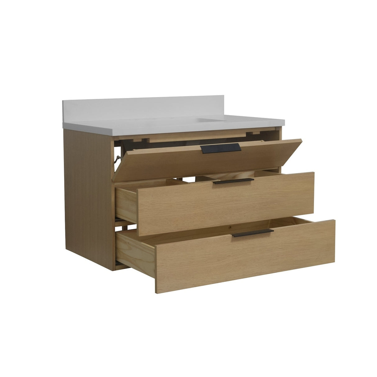 KitchenBathCollection Oslo 36" Floating Wall-Mounted Bathroom Vanity with Matte White Top