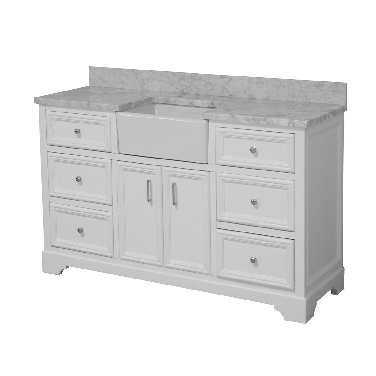 KitchenBathCollection Zelda 60" Single Farmhouse Vanity with Carrara Marble Top
