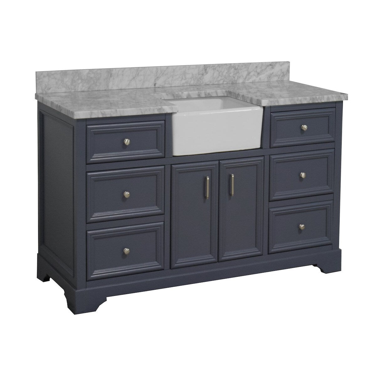 KitchenBathCollection Zelda 60" Single Farmhouse Vanity with Carrara Marble Top