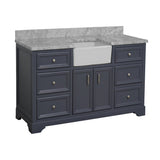 KitchenBathCollection Zelda 60" Single Farmhouse Vanity with Carrara Marble Top