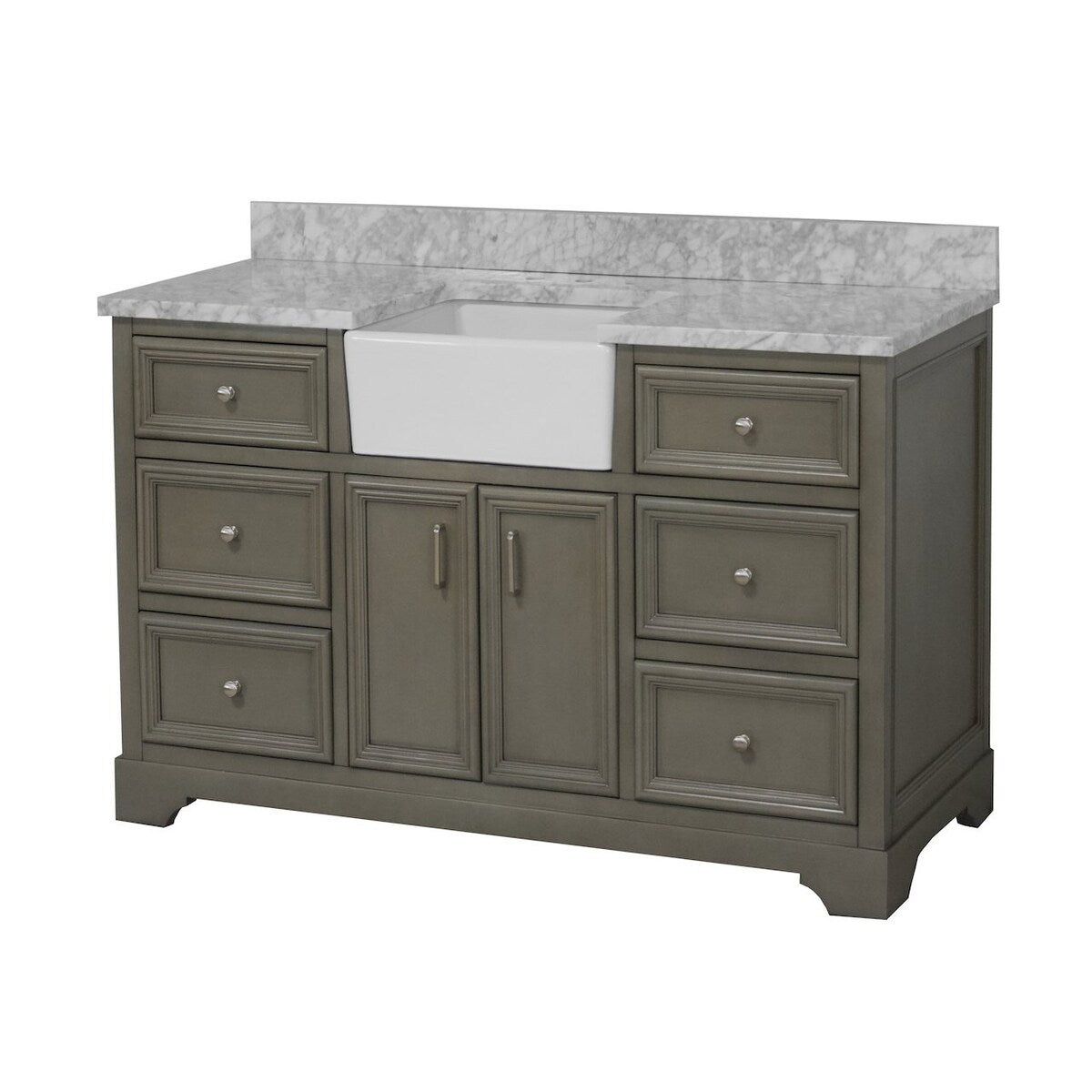 KitchenBathCollection Zelda 60" Single Farmhouse Vanity with Carrara Marble Top