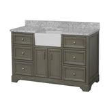 KitchenBathCollection Zelda 60" Single Farmhouse Vanity with Carrara Marble Top