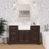 KitchenBathCollection Zelda 60" Single Farmhouse Vanity with Carrara Marble Top
