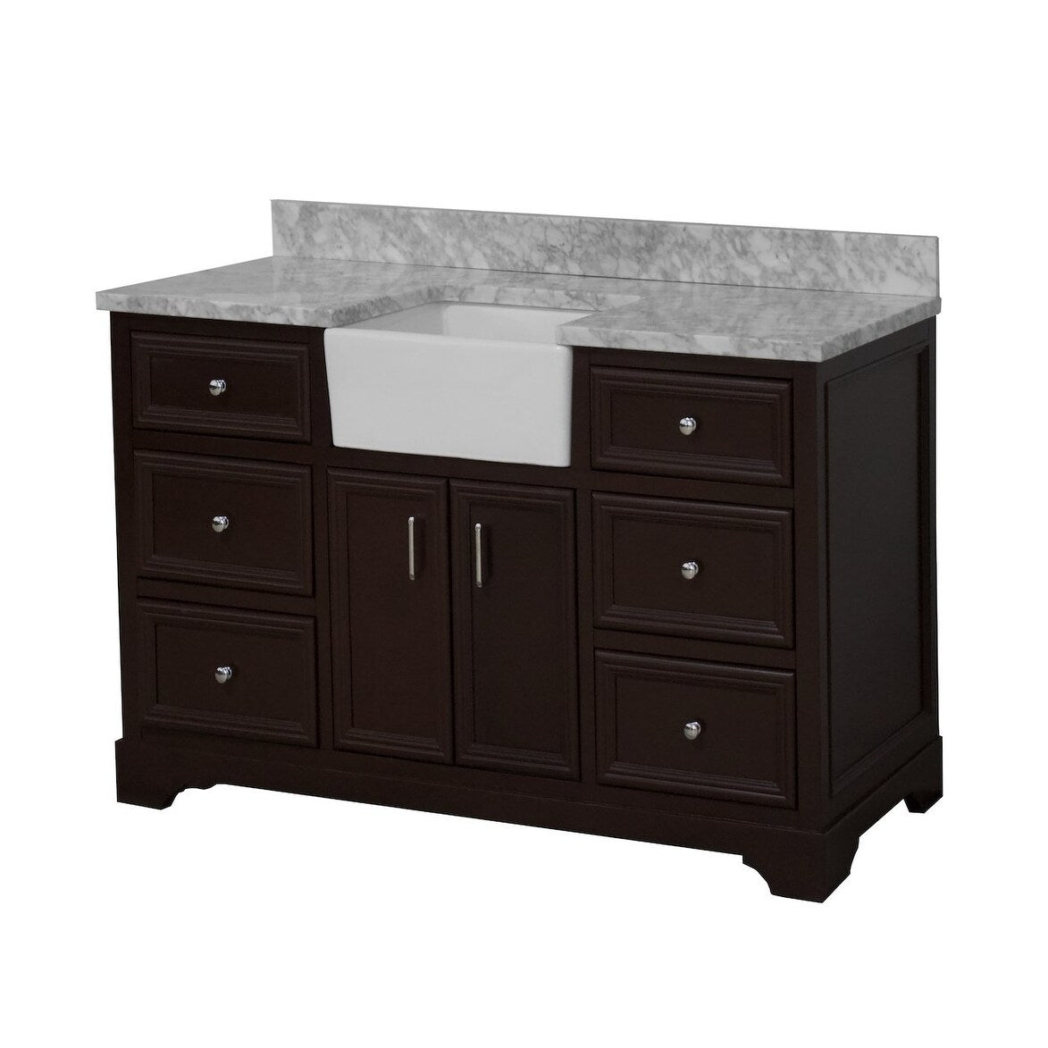KitchenBathCollection Zelda 60" Single Farmhouse Vanity with Carrara Marble Top