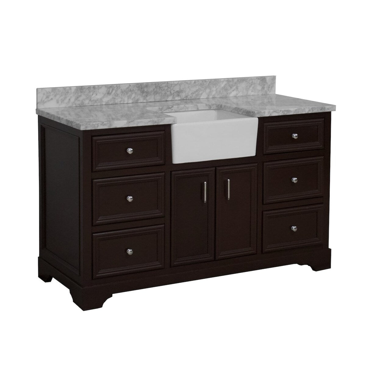 KitchenBathCollection Zelda 60" Single Farmhouse Vanity with Carrara Marble Top