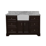 KitchenBathCollection Zelda 60" Single Farmhouse Vanity with Carrara Marble Top