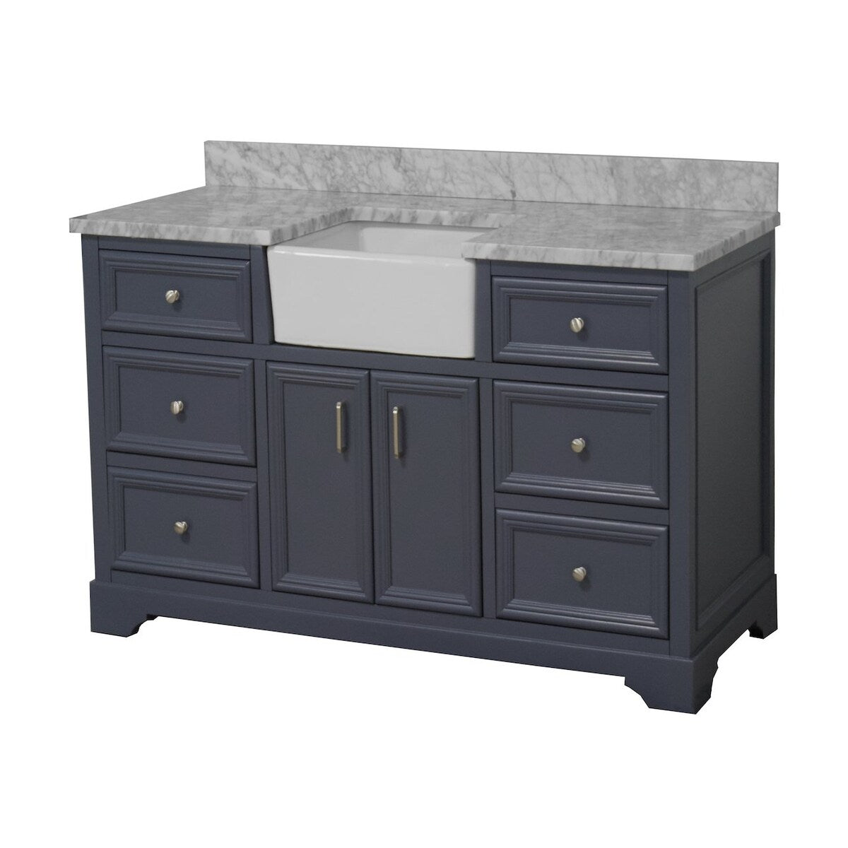 KitchenBathCollection Zelda 60" Single Farmhouse Vanity with Carrara Marble Top