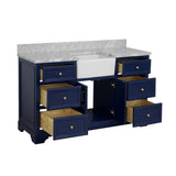 KitchenBathCollection Zelda 60" Single Farmhouse Vanity with Carrara Marble Top