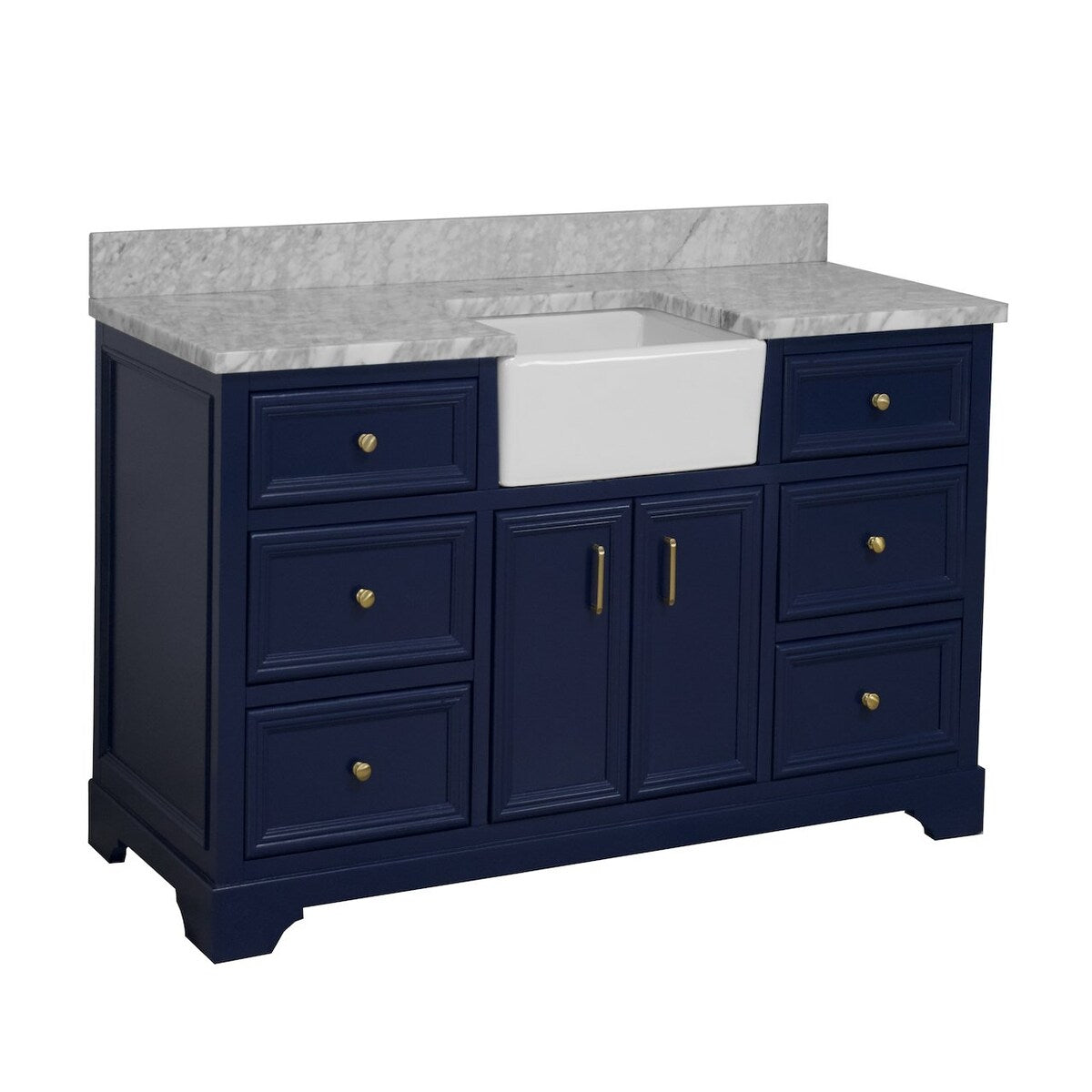 KitchenBathCollection Zelda 60" Single Farmhouse Vanity with Carrara Marble Top