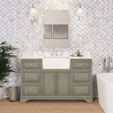 KitchenBathCollection Zelda 60" Single Farmhouse Vanity with Carrara Marble Top