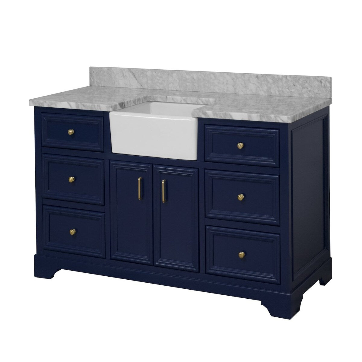 KitchenBathCollection Zelda 60" Single Farmhouse Vanity with Carrara Marble Top