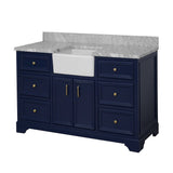 KitchenBathCollection Zelda 60" Single Farmhouse Vanity with Carrara Marble Top