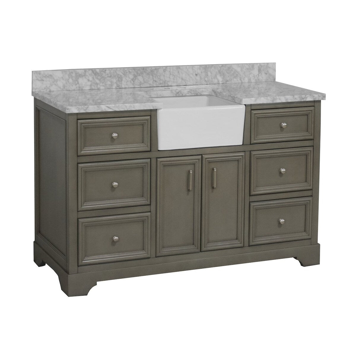 KitchenBathCollection Zelda 60" Single Farmhouse Vanity with Carrara Marble Top