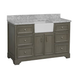 KitchenBathCollection Zelda 60" Single Farmhouse Vanity with Carrara Marble Top