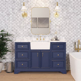 KitchenBathCollection Zelda 60" Single Farmhouse Vanity with Carrara Marble Top