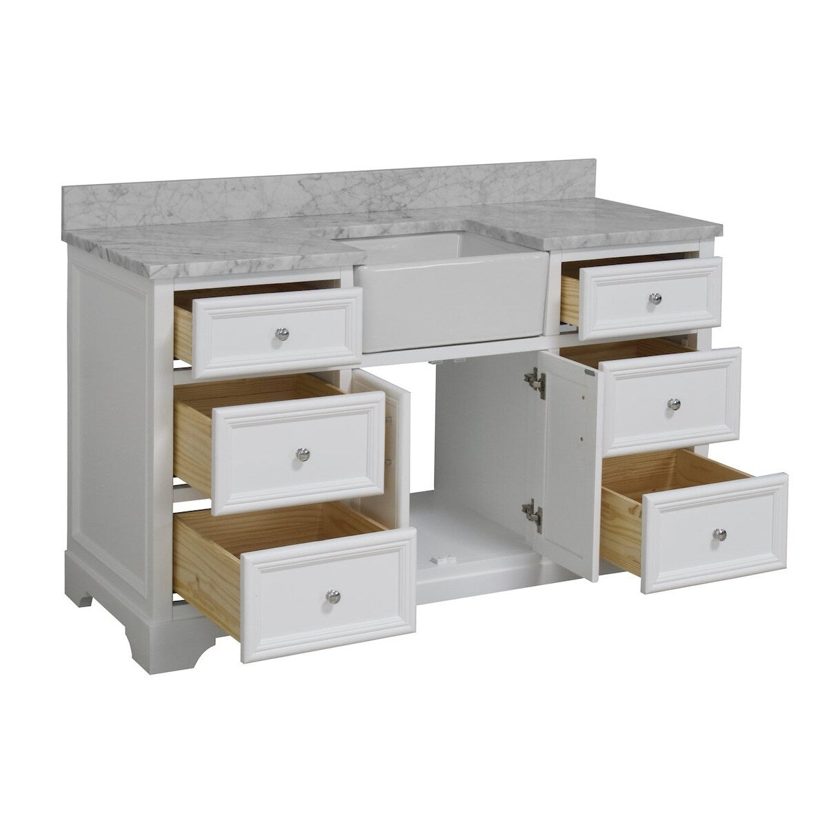 KitchenBathCollection Zelda 60" Single Farmhouse Vanity with Carrara Marble Top