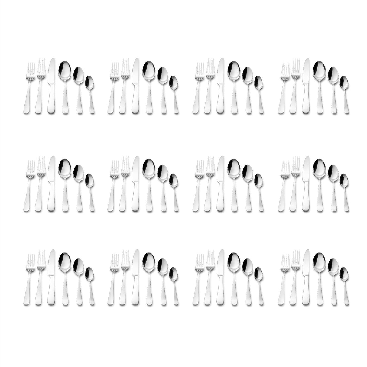 Kitchinox Alton Bay Satin 75-piece Stainless Steel Silverware Set, Flatware Service for 12
