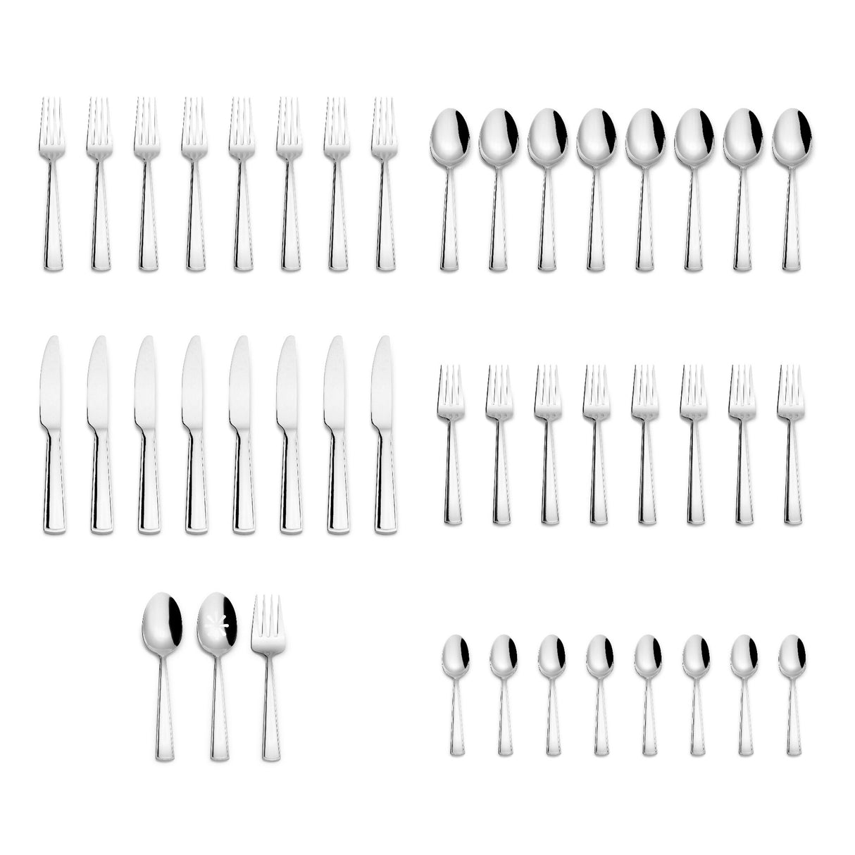 Kitchinox Exeter 43-piece Stainless Steel Silverware Set, Flatware Service for 8