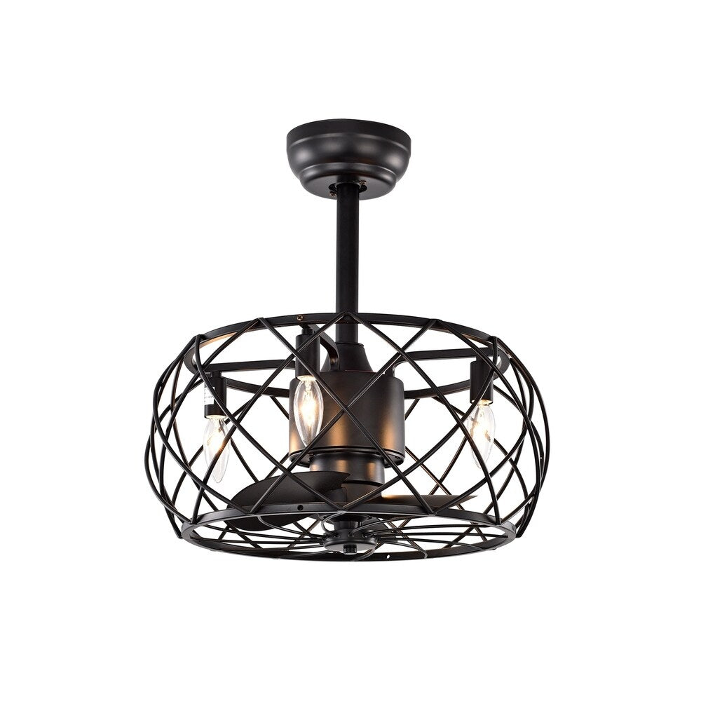 Carbon Loft Abrar Matte Black 3-blade Ceiling Fan with Open Metal Frame (Includes Remote)
