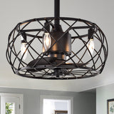 Carbon Loft Abrar Matte Black 3-blade Ceiling Fan with Open Metal Frame (Includes Remote)