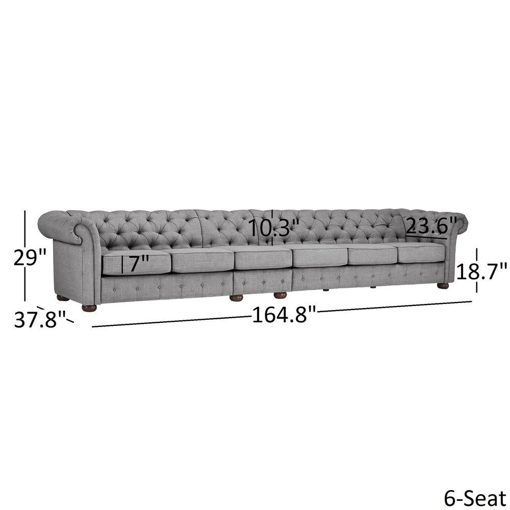 Knightsbridge Light-grey Extra Long Chesterfield Sofa by iNSPIRE Q Artisan