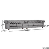 Knightsbridge Light-grey Extra Long Chesterfield Sofa by iNSPIRE Q Artisan
