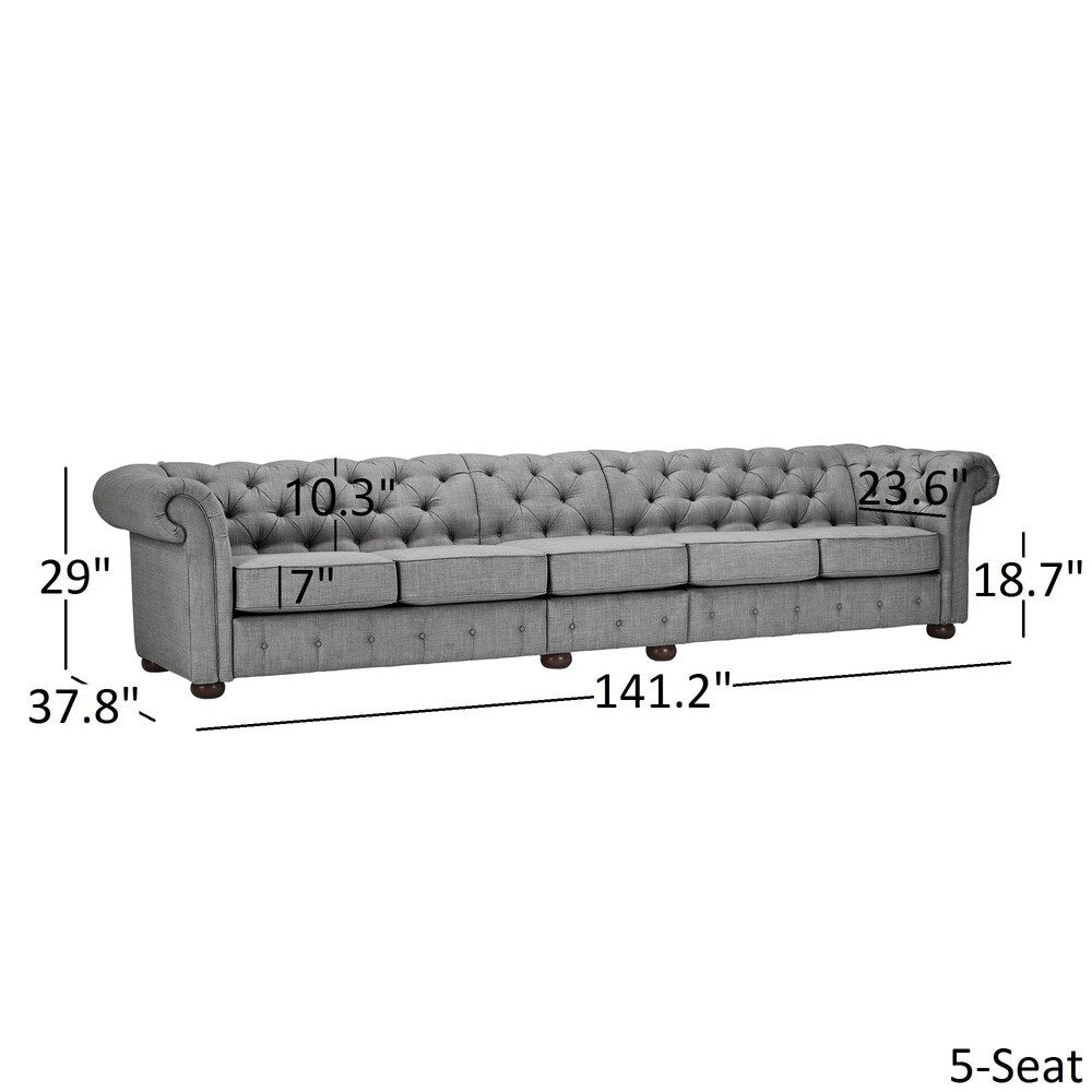 Knightsbridge Light-grey Extra Long Chesterfield Sofa by iNSPIRE Q Artisan