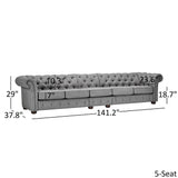 Knightsbridge Light-grey Extra Long Chesterfield Sofa by iNSPIRE Q Artisan
