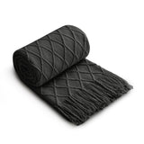 Knited Diamond Throw with Fringe Cream