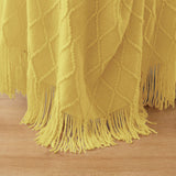 Knited Diamond Throw with Fringe Cream
