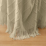 Knited Diamond Throw with Fringe Cream