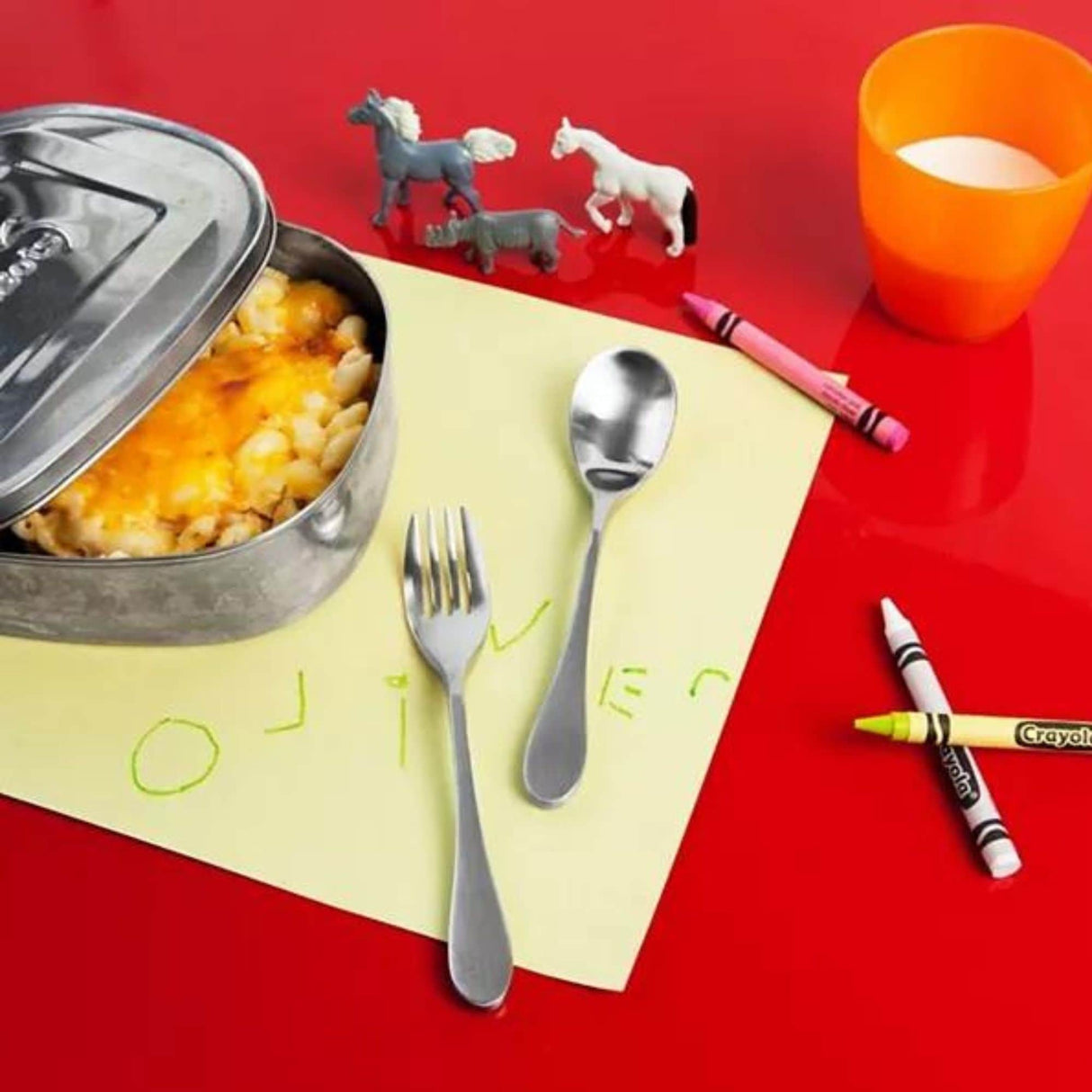 Knork Child Flatware Set (2 Piece Fork and Spoon), Stainless Matte