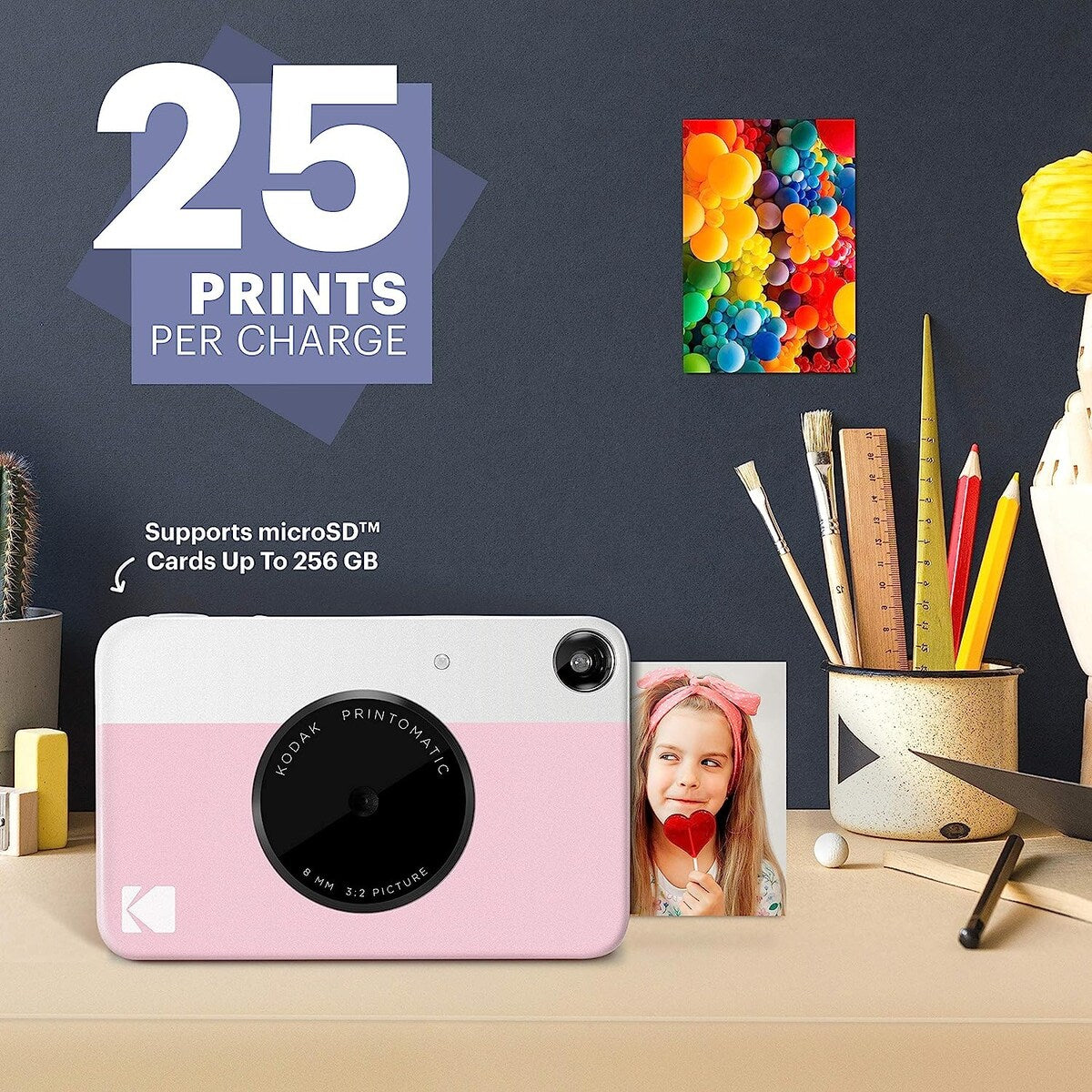 Kodak Printomatic Instant Print Camera & Photo Paper (20 Sheets) Album Bundle