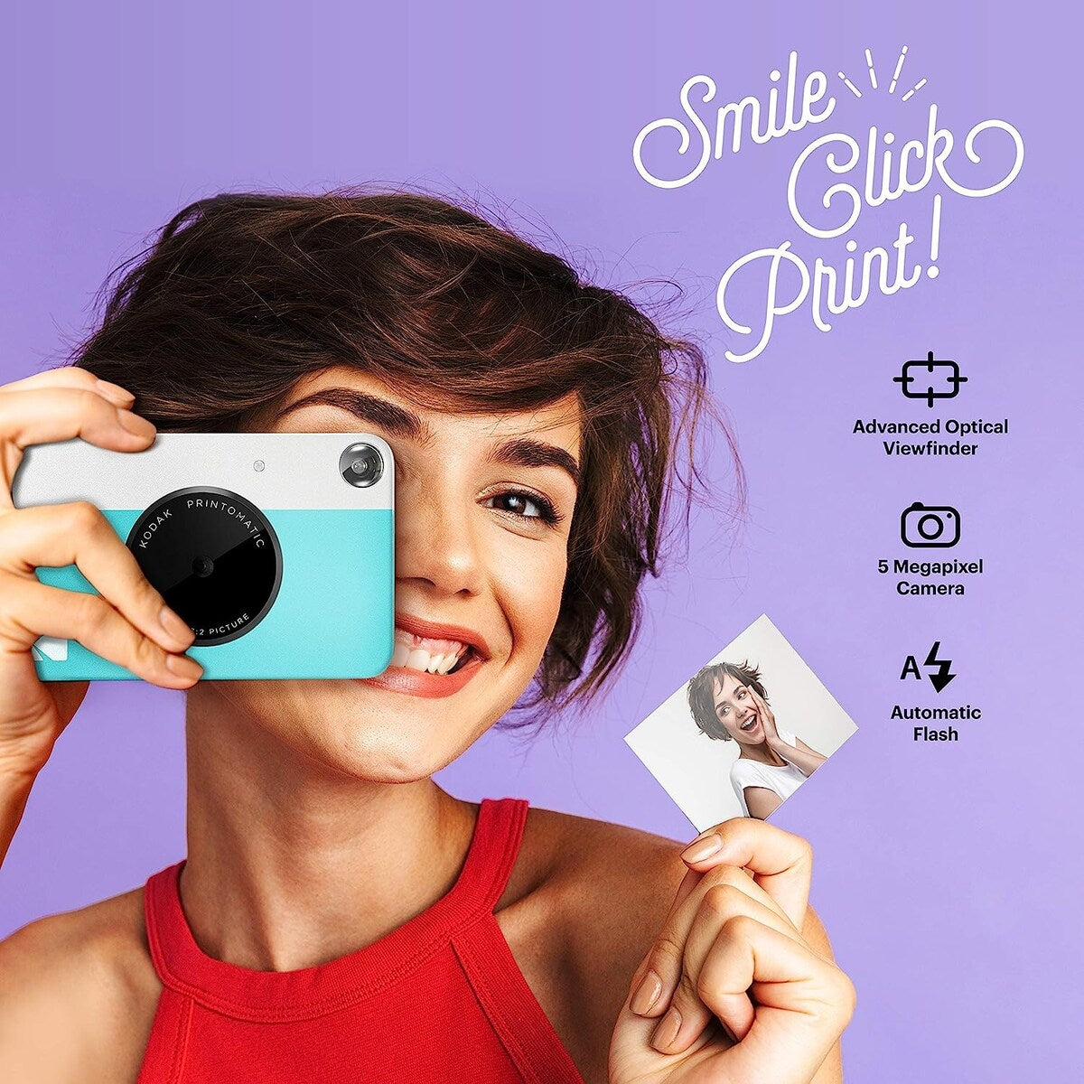 Kodak Printomatic Instant Print Camera & Photo Paper (20 Sheets) Album Bundle