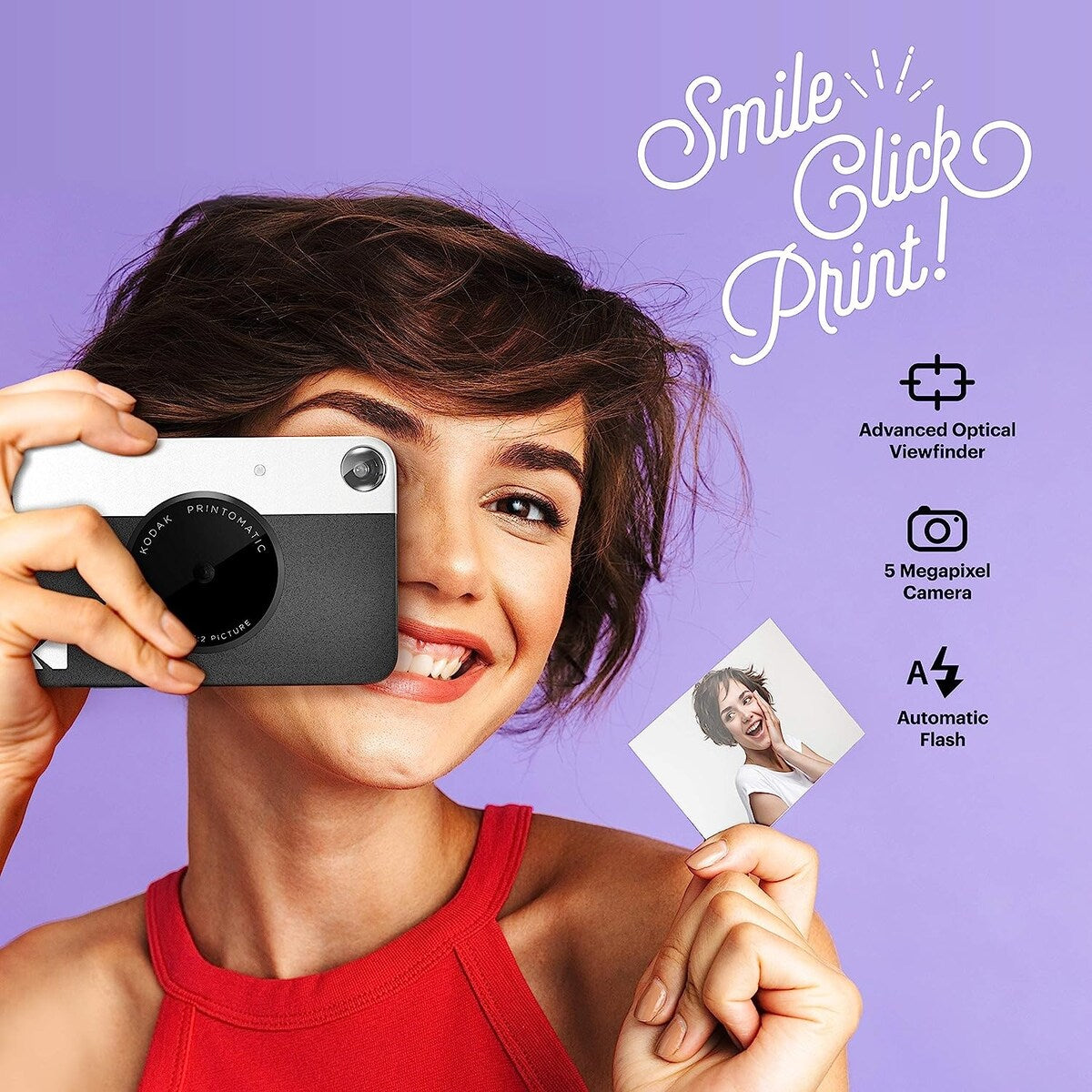 Kodak Printomatic Instant Print Camera & Photo Paper (20 Sheets) Album Bundle