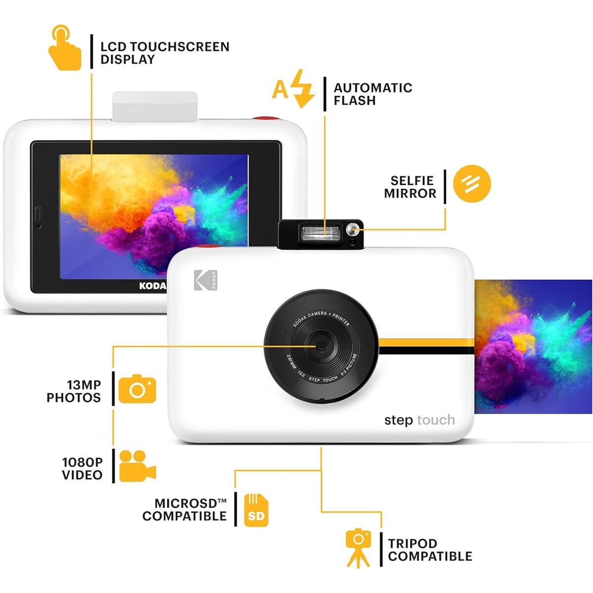 Kodak Step Touch 13MP Digital Instant Print Camera W/3.5" LCD Touchscreen