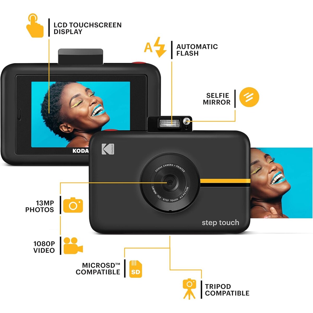 Kodak Step Touch 13MP Digital Instant Print Camera W/3.5" LCD Touchscreen