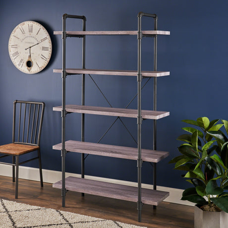 Kodiak 5-shelf Faux Wood Bookcase by Christopher Knight Home - 41.25" W x 15.25" D x 70.00" H