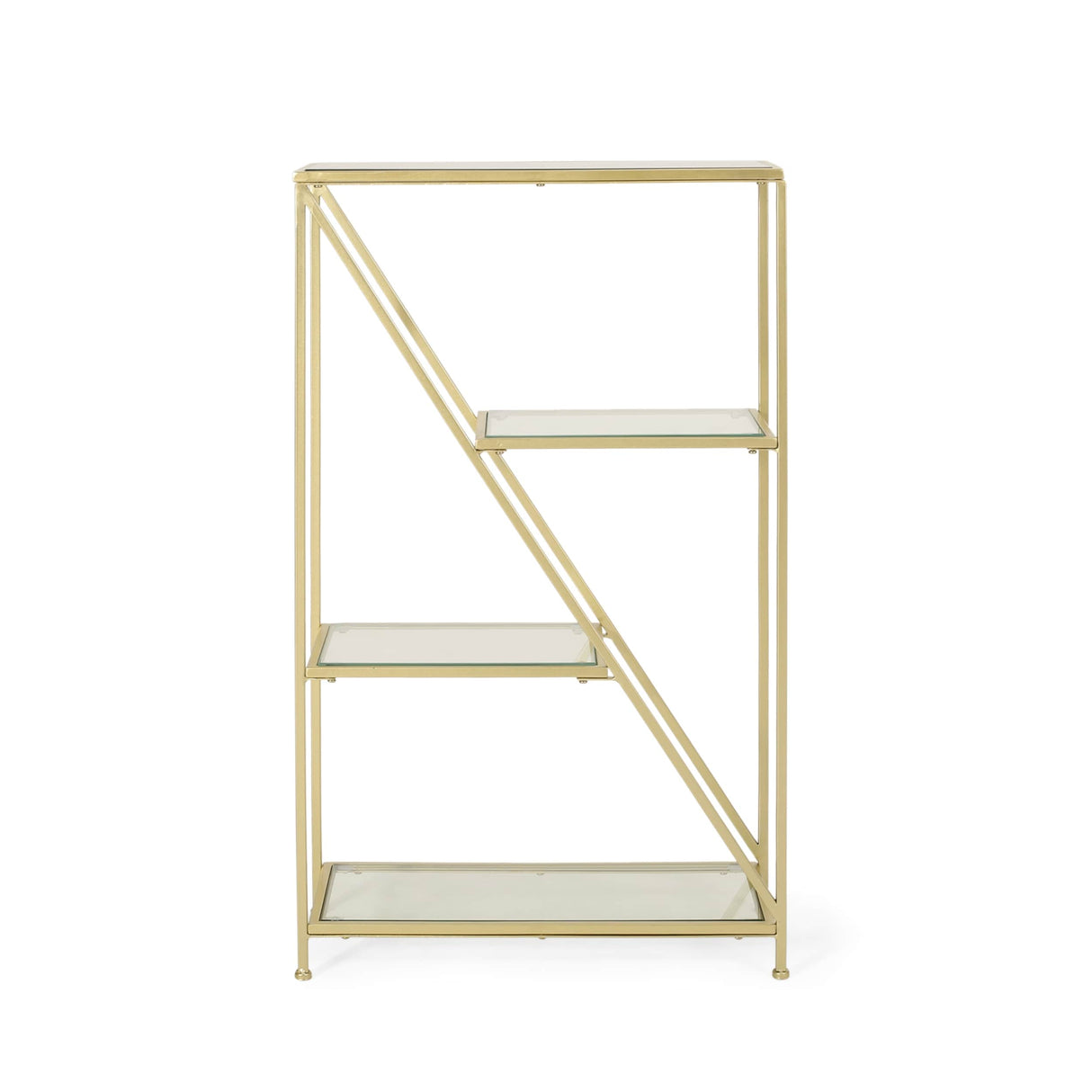 Kokesh Tempered Glass and Iron 3 Shelf Asymmetrical Bookcase by Christopher Knight Home