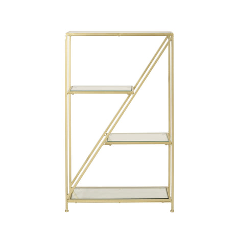Kokesh Tempered Glass and Iron 3 Shelf Asymmetrical Bookcase by Christopher Knight Home