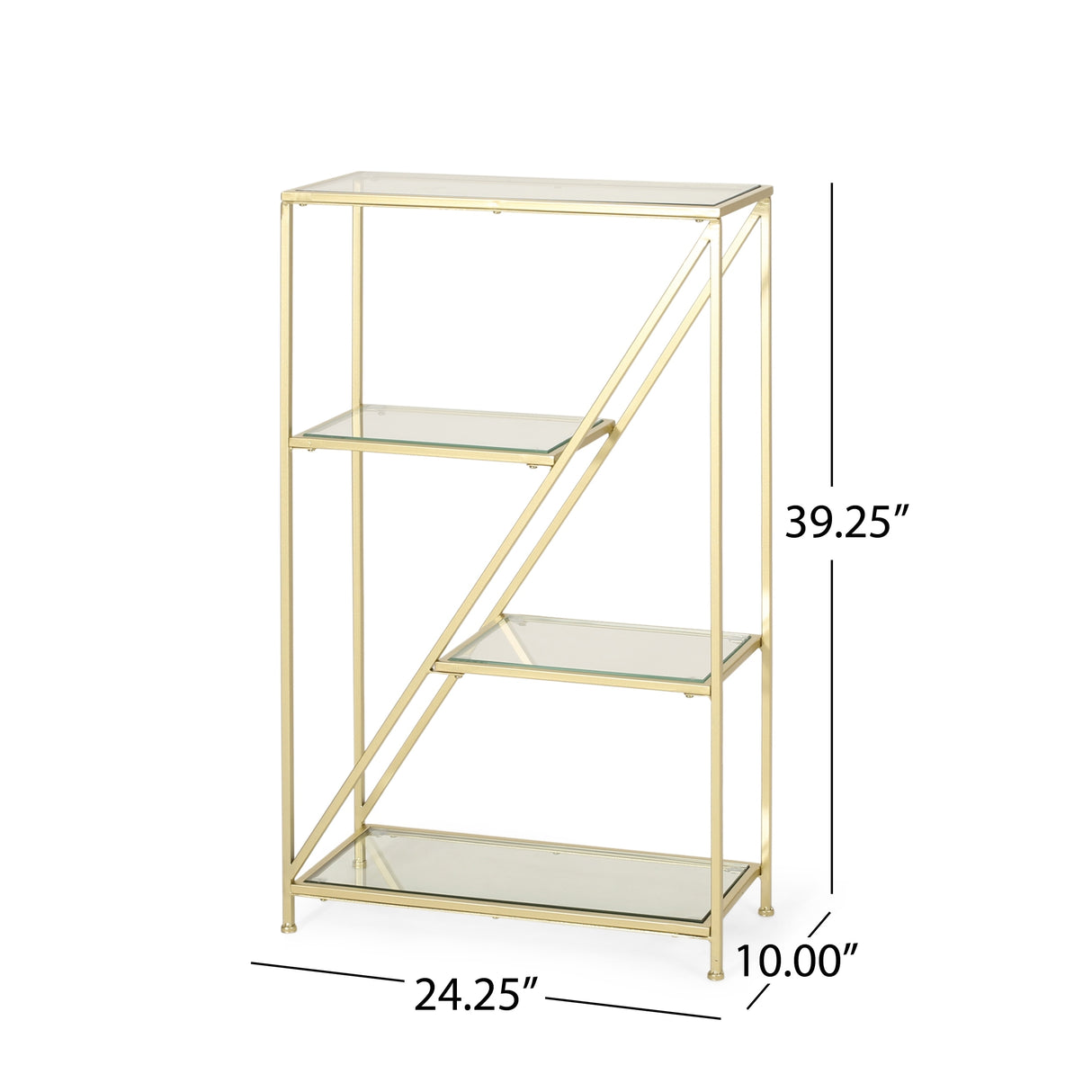 Kokesh Tempered Glass and Iron 3 Shelf Asymmetrical Bookcase by Christopher Knight Home