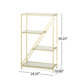 Kokesh Tempered Glass and Iron 3 Shelf Asymmetrical Bookcase by Christopher Knight Home
