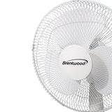 Kool Zone 12" Oscillating Desk Fan- White
