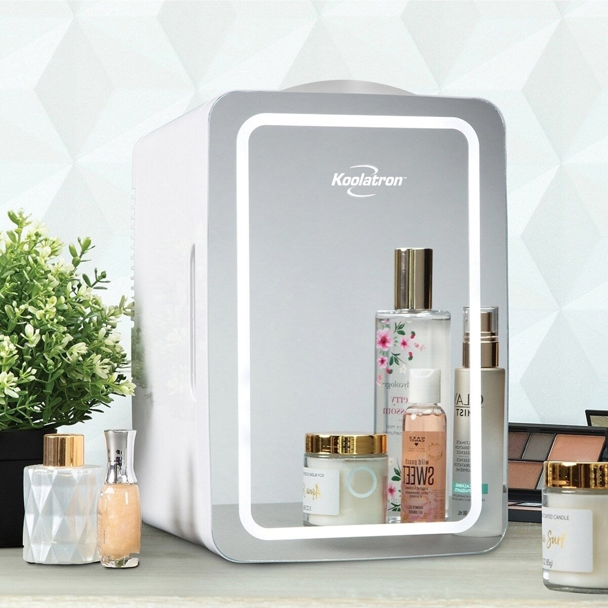 Koolatron Cosmetics Fridge w/ LED Lighted Makeup Mirror 12V 110V, 6L