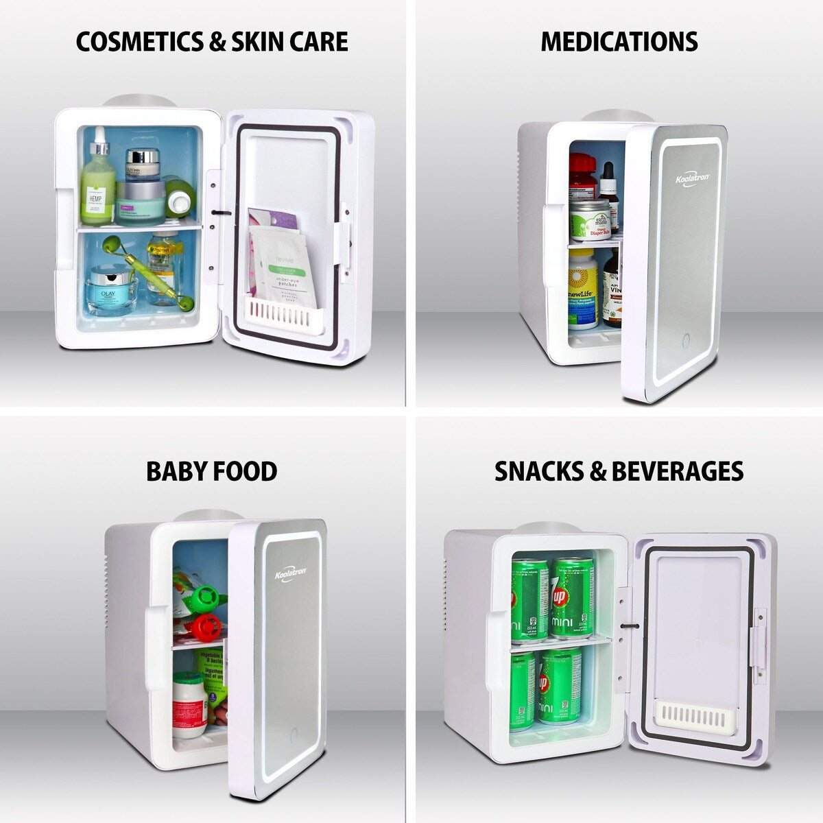 Koolatron Cosmetics Fridge w/ LED Lighted Makeup Mirror 12V 110V, 6L