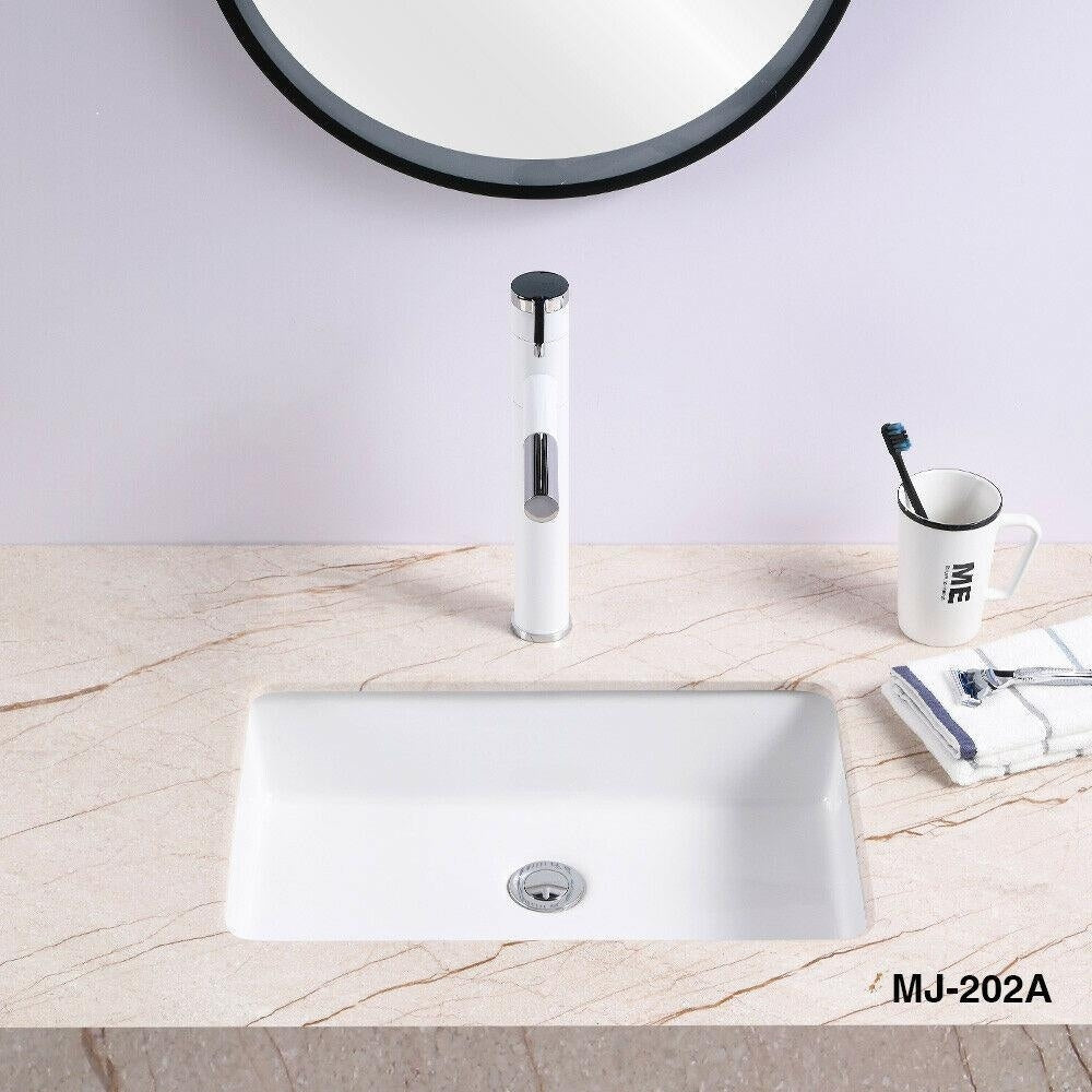 Koozzo Rectangular Undermount Bathroom Ceramic Sink with Overflow