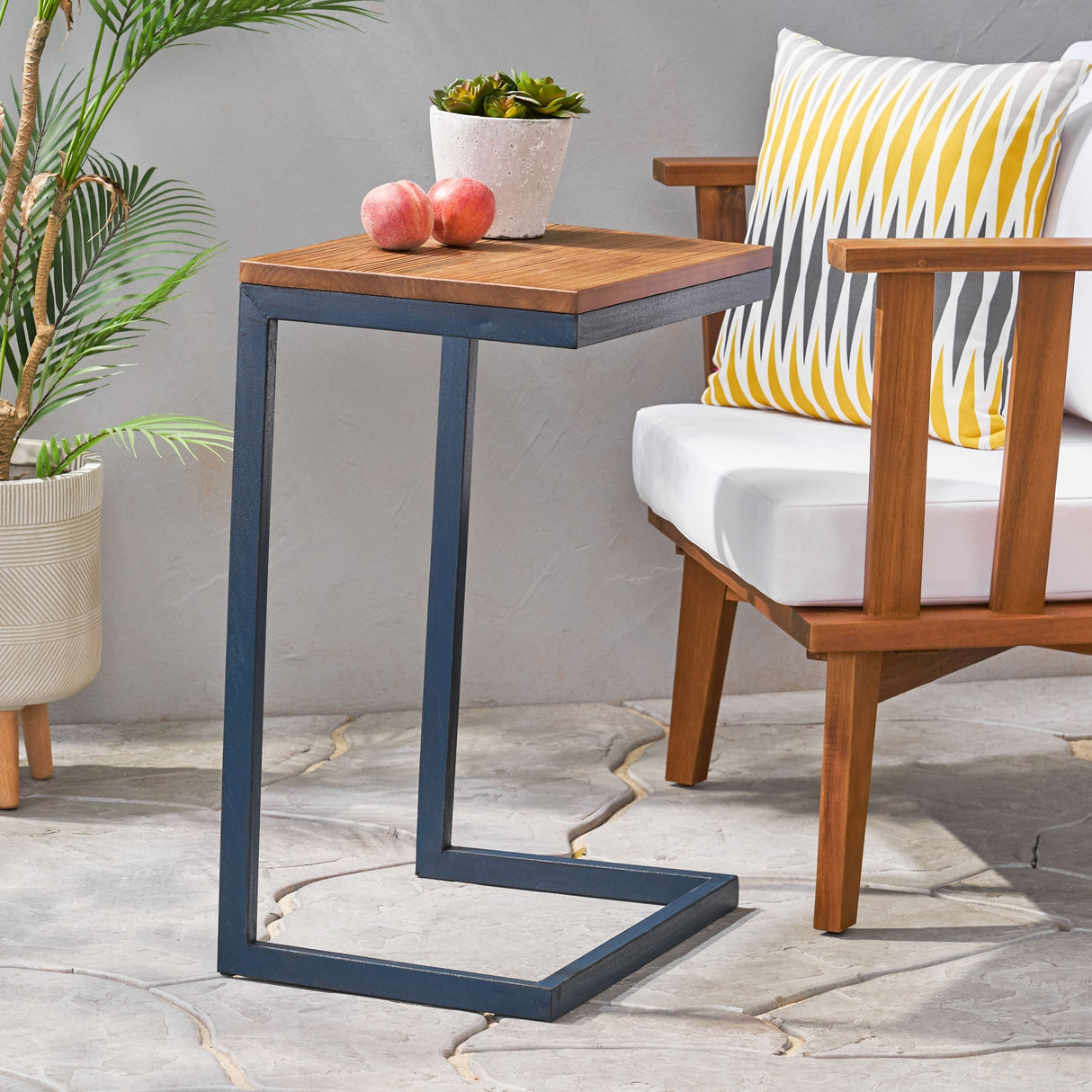 Christopher Knight Home Kora Outdoor Antique Firwood C-Shaped Accent Table