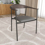 Kora Upholstered Faux Leather Dining Arm Chair with Powder Coated Steel Legs by LeisureMod