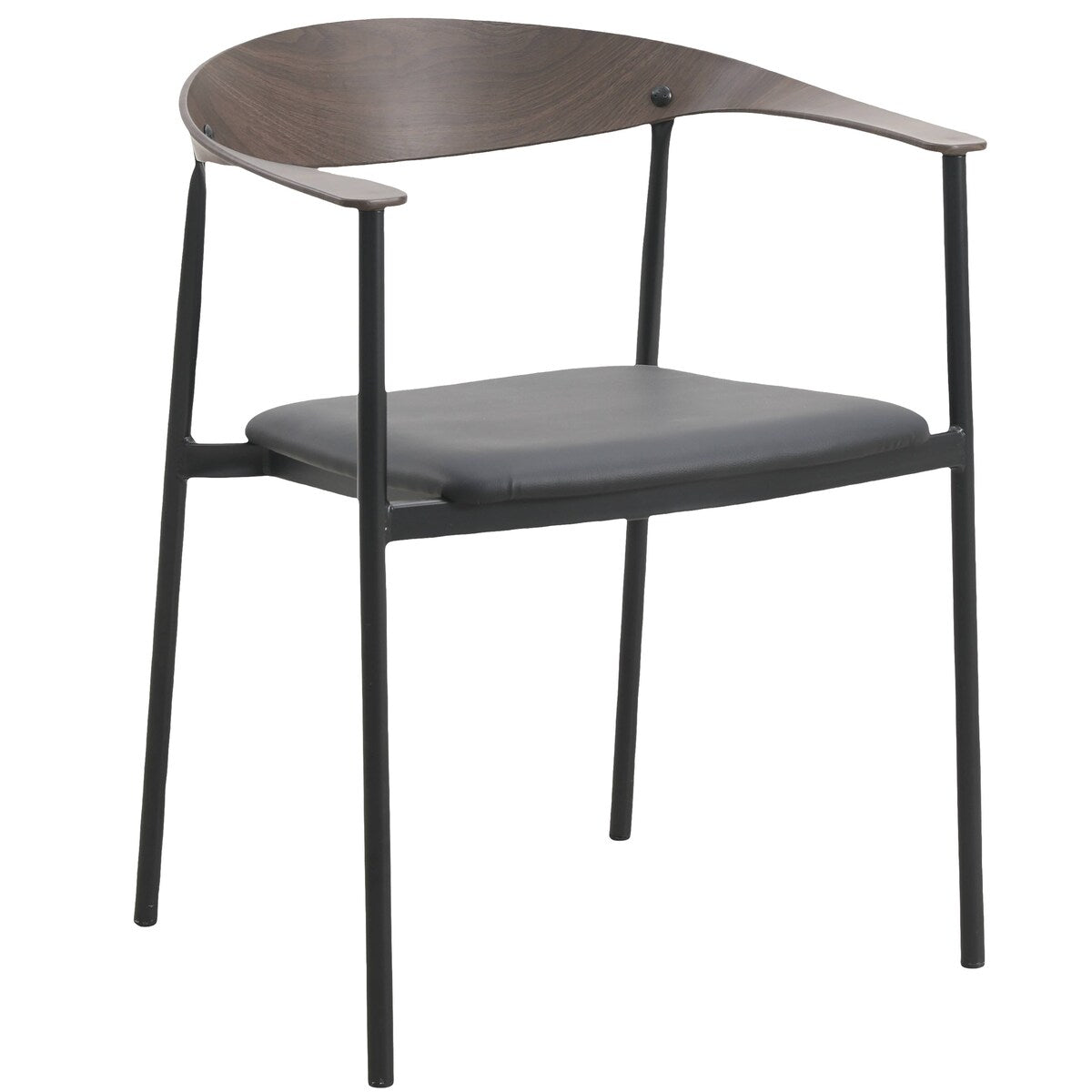 Kora Upholstered Faux Leather Dining Arm Chair with Powder Coated Steel Legs by LeisureMod