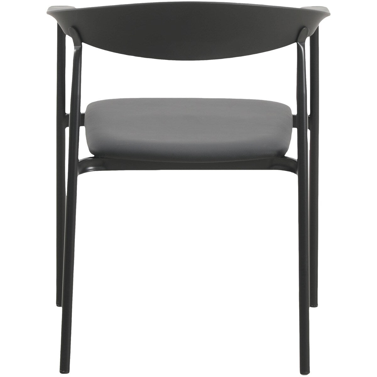 Kora Upholstered Faux Leather Dining Arm Chair with Powder Coated Steel Legs by LeisureMod